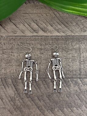 I am Skeleton Dangle Earrings - Silver Tone Women Jewelry